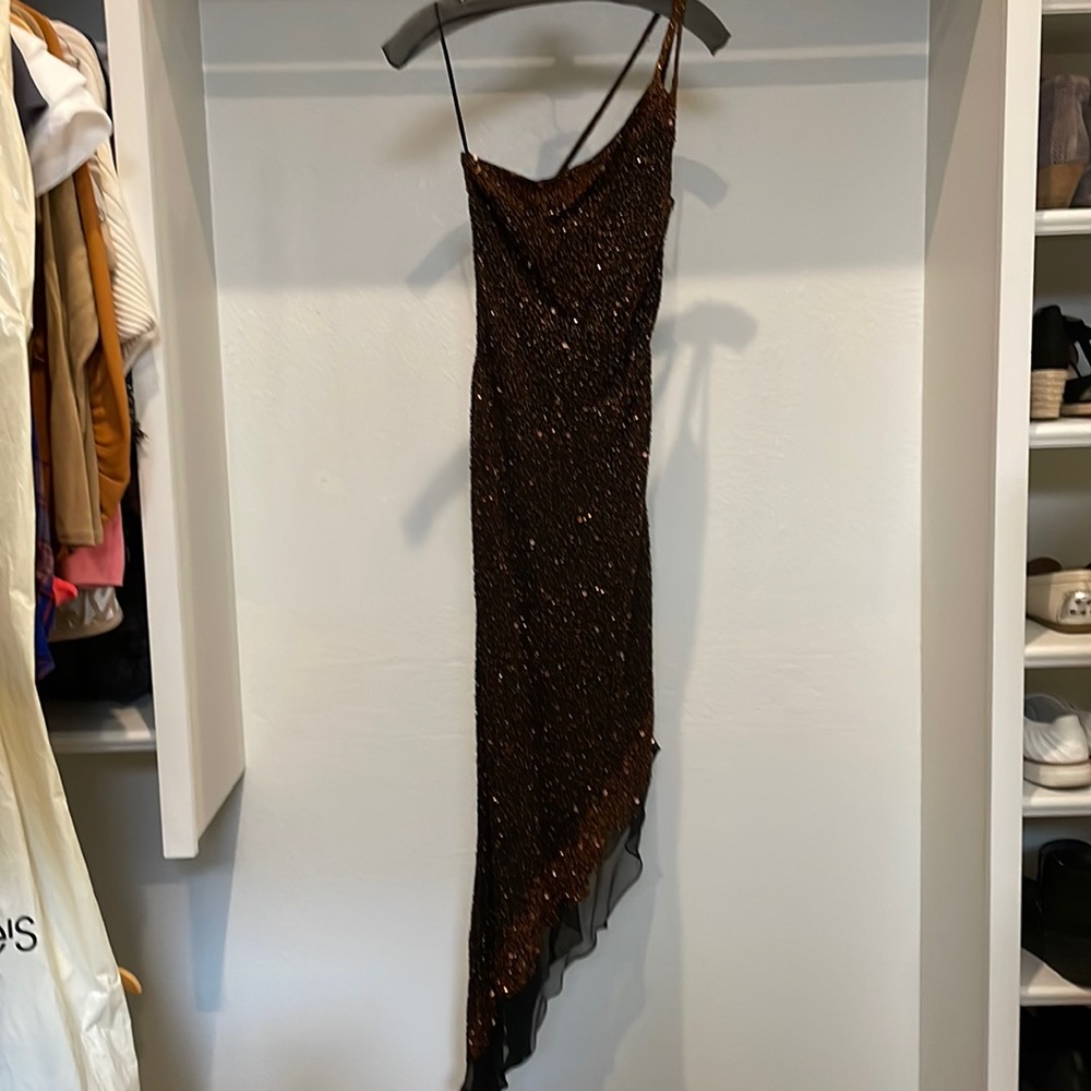 Scala beaded copper cocktail dress small